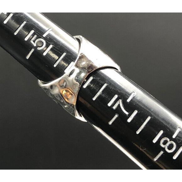 Fashion Ring Unisex Size 6 Hammered Silver Tone Wide Band Flared Shank - Picture 6 of 6